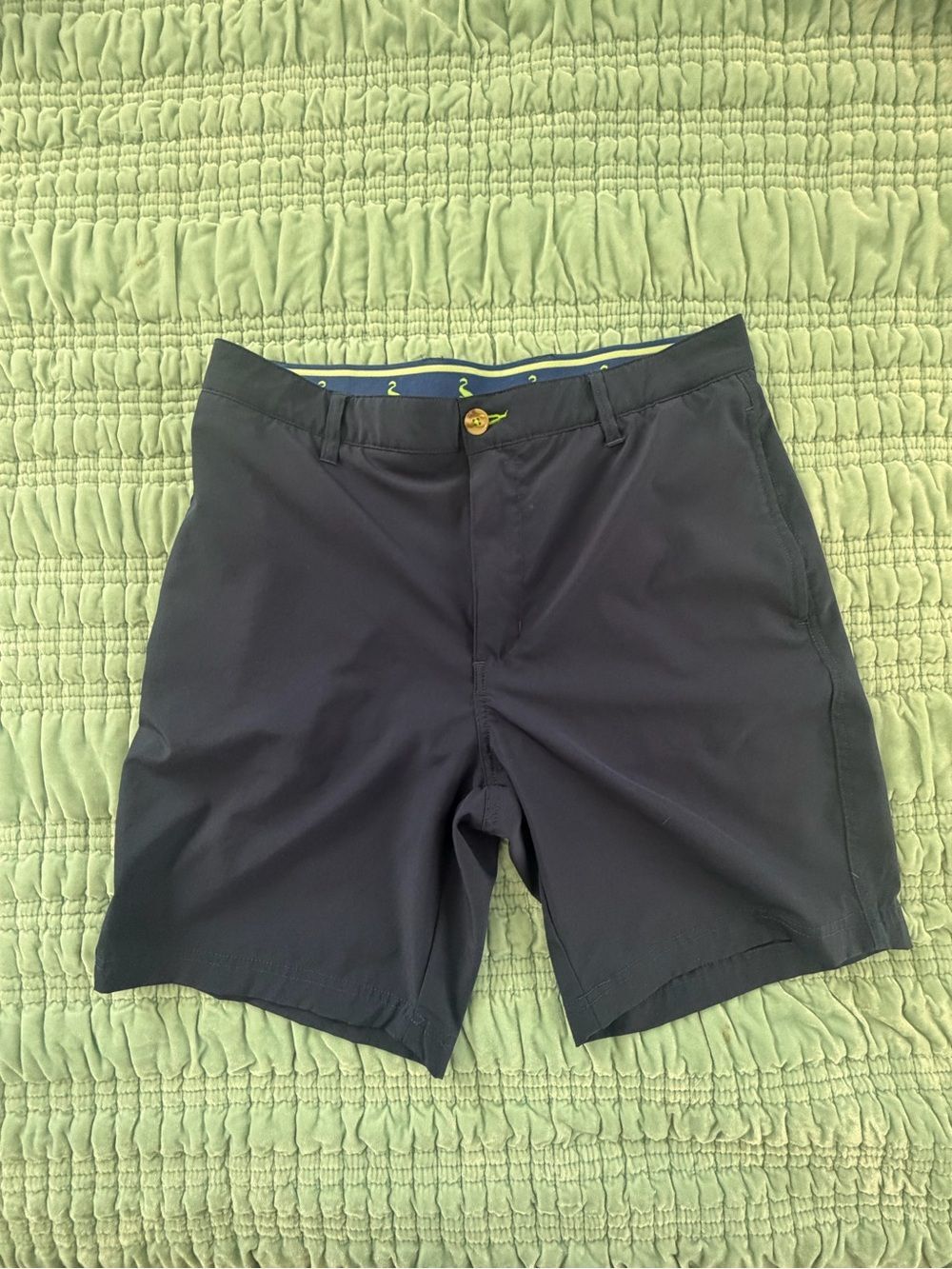 Tailorbyrd Men's Navy Flat Front Performance Shorts-32